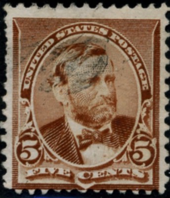 Scott 223 Grant 5 Cent Stamp Chocolate