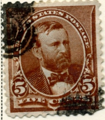 Scott 223 Grant 5 Cent Stamp Chocolate a