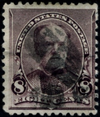 Scott 225 Sherman 8 Cent Stamp Lilac
