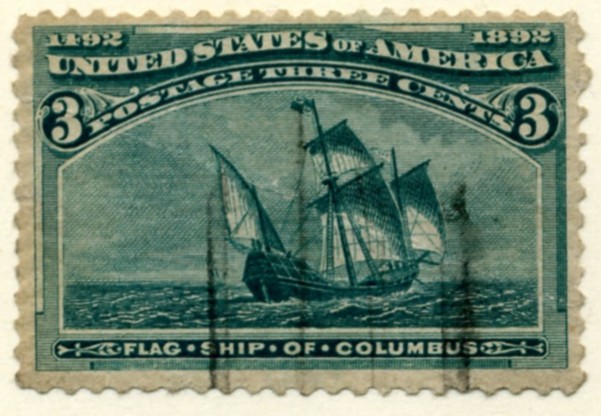 Scott 232 3 Cent Stamp Green Columbian Exposition a