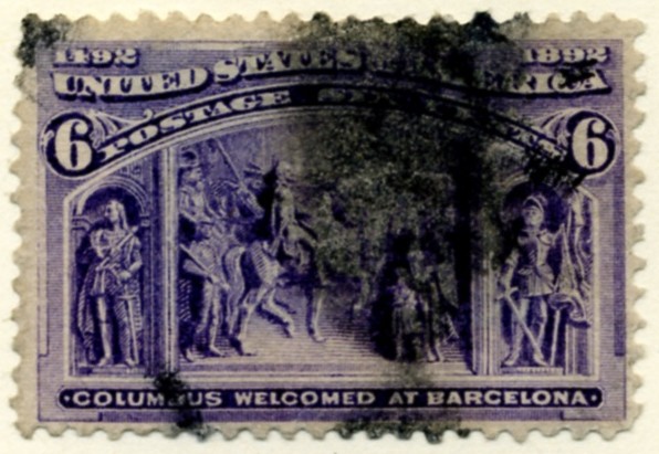 Scott 235 6 Cent Stamp Purple Columbian Exposition a