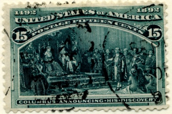 Scott 238 15 Cent Stamp Dark Green Columbian Exposition a