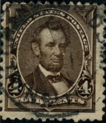 Scott 254 Lincoln 4 Cent Stamp Dark Brown