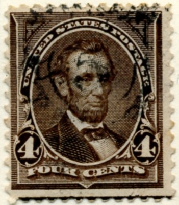 Scott 254 Lincoln 4 Cent Stamp Dark Brown a