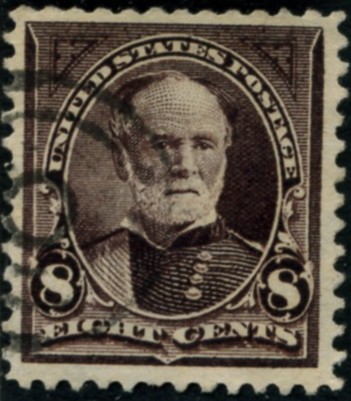 Scott 257 Sherman 8 Cent Stamp Violet Brown