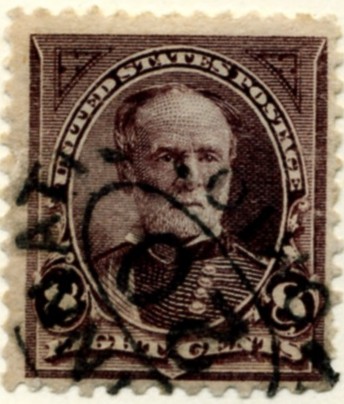 Scott 257 Sherman 8 Cent Stamp Violet Brown a