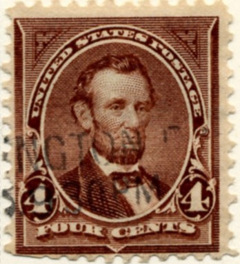 Scott 269 Lincoln 4 Cent Stamp Dark Brown double line watermark a