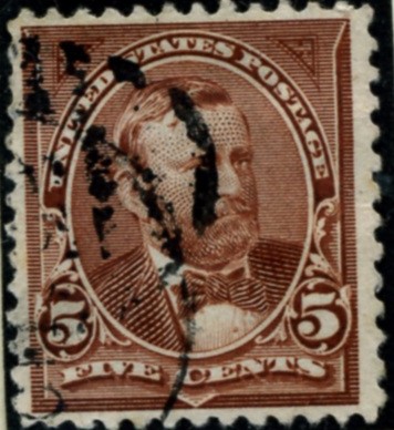 Scott 270 Grant 5 Cent Stamp Chocolate double line watermark