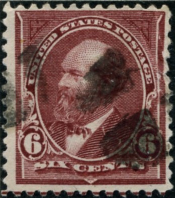 Scott 271 Garfield 6 Cent Stamp Dull Brown double line watermark