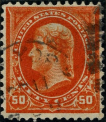 Scott 275 Jefferson 50 Cents Stamp Orange double line watermark