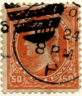 Scott 275 Jefferson 50 Cents Stamp Orange double line watermark a