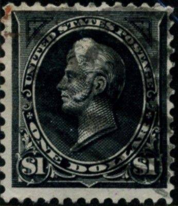Scott 276 Perry $1 Dollar Stamp Black Type 1 double line watermark
