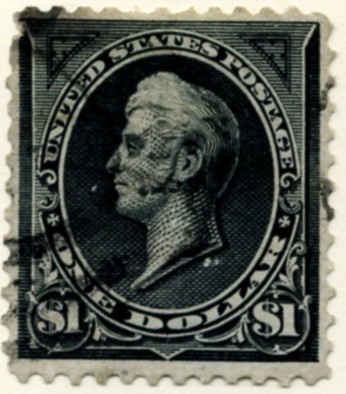 Scott 276 Perry $1 Dollar Stamp Black Type 1 double line watermark a