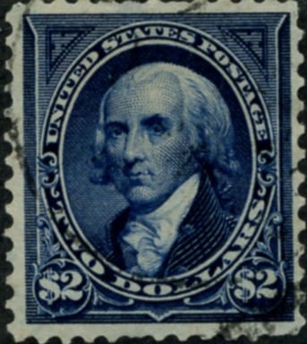 Scott 277 Madison $2 Dollar Stamp Blue double line watermark