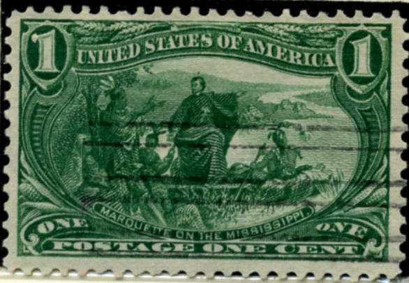 Scott 285 1 Cent Stamp Yellow Green Trans-Mississippi Exposition