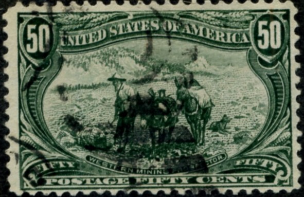 Scott 291 50 Cent Stamp Sage Green Trans-Mississippi Exposition