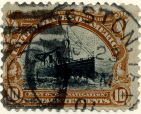 Scott 299 10 Cent Stamp Yellow Brown Black Pan-American Issue
