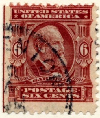 Scott 305 Garfield 6 Cent Stamp Claret Definitive a
