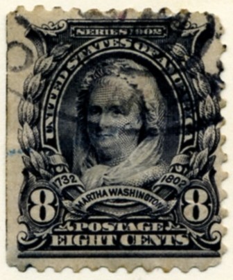 Scott 306 Martha Washington 8 Cent Stamp Violet Black Definitive a