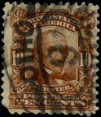 Scott 307 Webster 10 Cent Stamp Red Brown Definitive