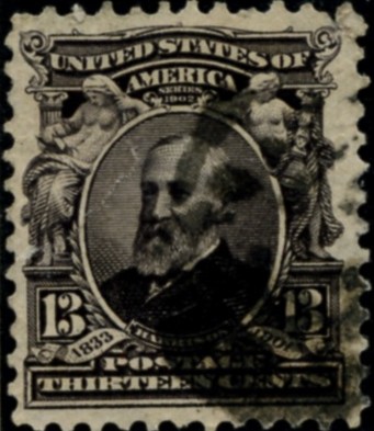 Scott 308 Harrison 13 Cent Stamp Purple Black Definitive