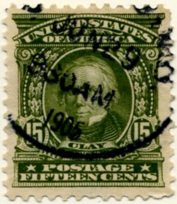Scott 309 Clay 15 Cent Stamp Olive Green Definitive a