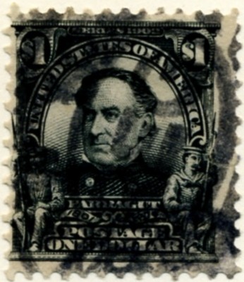 Scott 311 Farragut $1 Dollar Stamp Black Definitive a