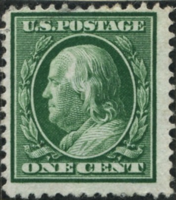 Scott 331 1 Cent Stamp Green Washington Franklin Series