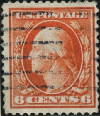 Scott 336 6 Cent Stamp Red Orange Washington Franklin Series