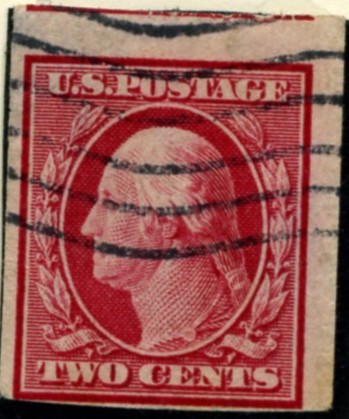 Scott 344 2 Cent Stamp Carmine Washington Franklin Series no perforations