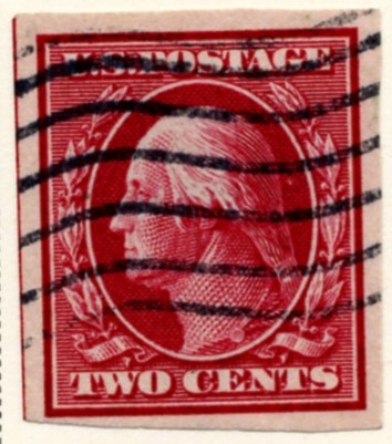 Scott 344 2 Cent Stamp Carmine Washington Franklin Series no perforations a