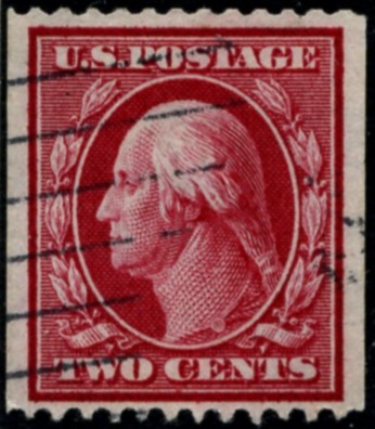 Scott 349 2 Cent Stamp Carmine Washington Franklin Series perforated horizontally