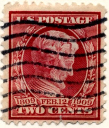 Scott 367 2 Cent Stamp Carmine Lincoln Memorial Issue perforated a