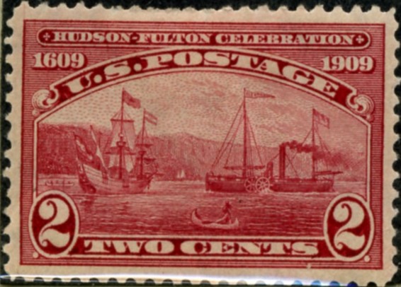 Scott 372 2 Cent Stamp Carmine Hudson Fulton Issue perforated