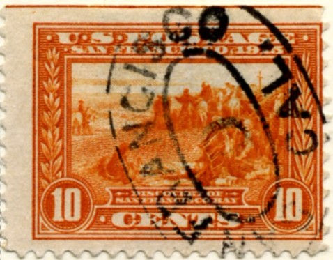 Scott 400a San Francisco Bay 10 Cent Stamp Orange Panama Pacific perforated 12 a
