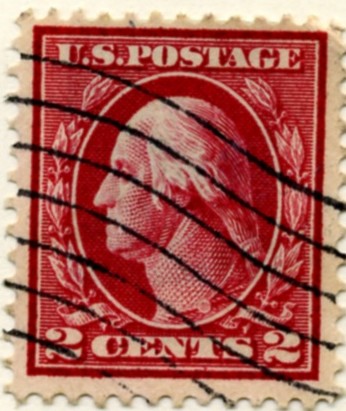 Scott 406 2 Cent Stamp Carmine Washington Franklin Series perforated 12 single line watermark a