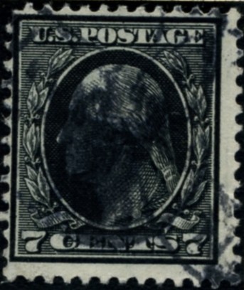 Scott 407 7 Cent Stamp Black Washington Franklin Series perforated 12 single line watermark
