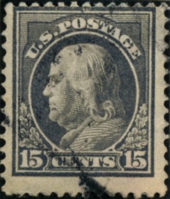 Scott 418 15 Cent Stamp Gray Washington Franklin Series perforated 12 single line watermark