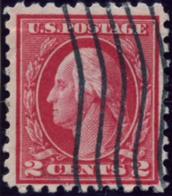 Scott 425 2 Cent Stamp Carmine Washington Franklin Series perforated 10 single line watermark