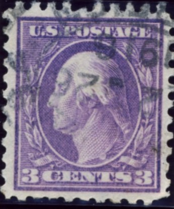 Scott 426 3 Cent Stamp Deep Violet Washington Franklin Series perforated 10 single line watermark