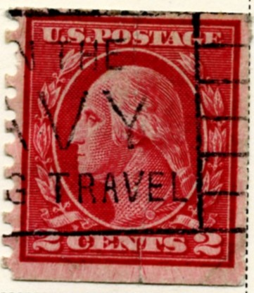 Scott 444 2 Cent Stamp Carmine Washington Franklin Series perforated 10 Vertically single line watermark