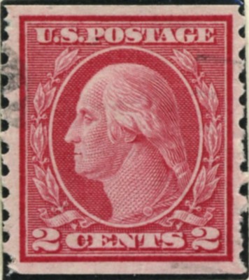 Scott 455 2 Cent Stamp Carmine Type 3 Washington Franklin Series perforated 10 Vertically single line watermark