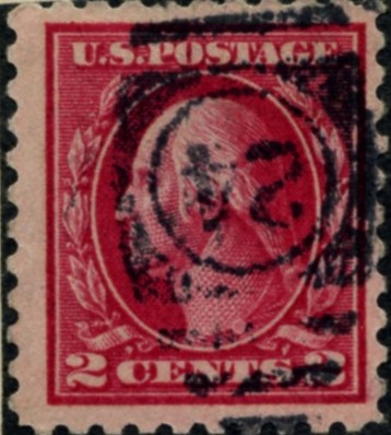 Scott 463 2 Cent Stamp Carmine Washington Franklin Series perforated 10 no watermark