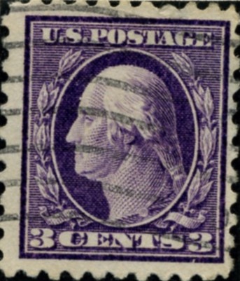 Scott 464 3 Cent Stamp Violet Washington Franklin Series perforated 10 no watermark