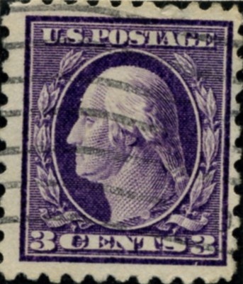 Scott 464 3 Cent Stamp Violet Washington Franklin Series perforated 10 no watermark