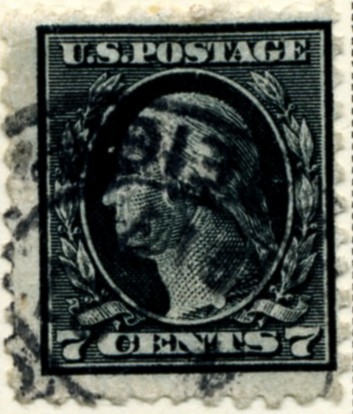 Scott Scott 469 7 Cent Stamp Black Washington Franklin Series perforated 10 no watermark a