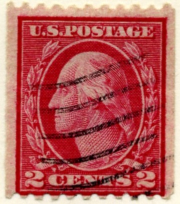 Scott 487 2 Cent Stamp Carmine Type 2 Washington Franklin Series perforated 10 horizontally no watermark