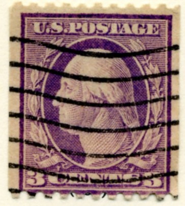 Scott 489 3 Cent Stamp Violet Washington Franklin Series perforated 10 horizontally no watermark a