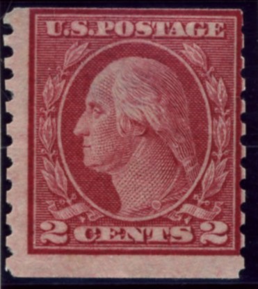 Scott 492 2 Cent Stamp Carmine Type 3 Washington Franklin Series perforated 10 vertically no watermark