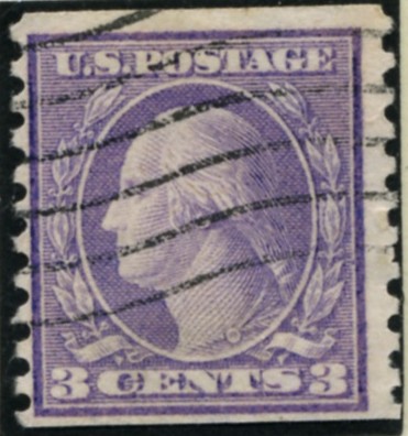 Scott 493 3 Cent Stamp Violet Type 1 Washington Franklin Series perforated 10 vertically no watermark